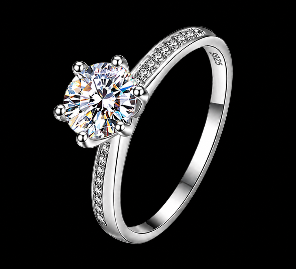 Anel Solitário Moissanite 1ct