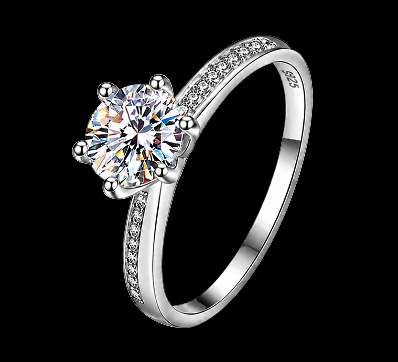 Anel Solitário Moissanite 1ct